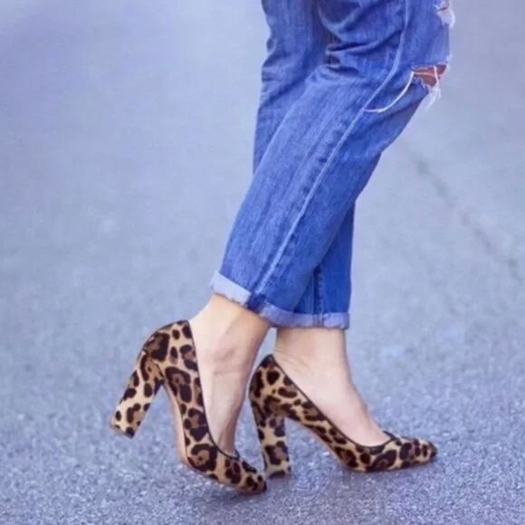 J. Crew Collection The Etta Calf Hair Pump in Hazelnut Leopard Size 8.5 - Picture 2 of 15